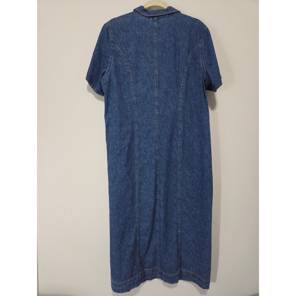 Faded Glory Womens Vintage Denim Maxi Dress Blue Button Front Cotton Plus 20W - Picture 4 of 6